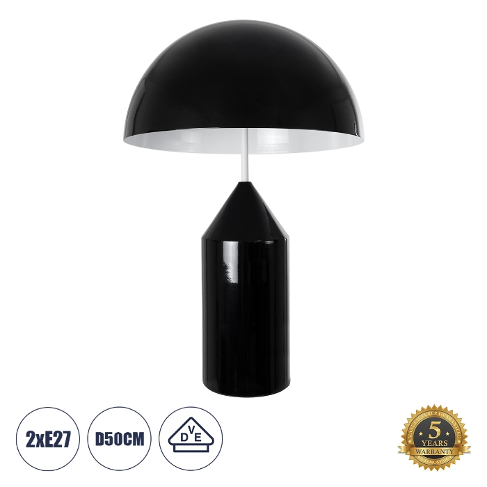 Εικόνα της GloboStar® URANUS-L 61457 Επιτραπέζιο Φωτιστικό Πορτατίφ Δίφωτο 2 x E27 AC220-240V IP20 - Φ50 x Υ77cm - Μαύρο Μεταλλικό Καμπάνα