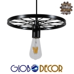 Εικόνα της GloboStar® CASTOR 10001161 Vintage Industrial Κρεμαστό Φωτιστικό Οροφής Μονόφωτο 1 x E27 Μαύρο Μεταλλικό Πλέγμα Φ30 x Y10cm