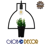 Εικόνα της GloboStar® FLOWERPOT 10001209 Κρεμαστό Φωτιστικό Οροφής Μονόφωτο 1 x E27 Μαύρο Μεταλλικό με Διακοσμητικό Φυτό Φ34 x Y34cm