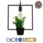 Εικόνα της GloboStar® FLOWERPOT 10001211 Κρεμαστό Φωτιστικό Οροφής Μονόφωτο 1 x E27 Μαύρο Μεταλλικό με Διακοσμητικό Φυτό Φ30 x Y30cm