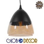 Εικόνα της GloboStar® OLIVER 10001231 Vintage Κρεμαστό Φωτιστικό Οροφής Μονόφωτο 1 x E27 Μαύρο Μεταλλικό με Γυαλί Καμπάνα Φ20 x Y21cm