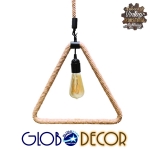 Εικόνα της GloboStar® MALVERN  Industrial Κρεμαστό Φωτιστικό Οροφής Μονόφωτο 1 x E27 Μαύρο Μεταλλικό με Μπεζ Σχοινί Μ37 x Π22 x Υ34cm