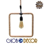 Εικόνα της GloboStar® MALVERN Industrial Κρεμαστό Φωτιστικό Οροφής Μονόφωτο 1 x E27 Μαύρο Μεταλλικό με Μπεζ Σχοινί Μ33 x Π22 x Υ33cm