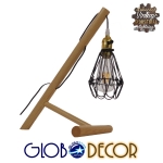 Εικόνα της GloboStar® ELMA 10001335 Επιτραπέζιο Φωτιστικό Μονόφωτο Ξύλινο με Μαύρο Πλέγμα Φ10 x Μ34 x Π22.5 x Υ42cm