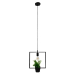 Εικόνα της GloboStar® FLOWERPOT 10001211 Κρεμαστό Φωτιστικό Οροφής Μονόφωτο 1 x E27 Μαύρο Μεταλλικό με Διακοσμητικό Φυτό Φ30 x Y30cm