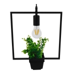 Εικόνα της GloboStar® FLOWERPOT 10001211 Κρεμαστό Φωτιστικό Οροφής Μονόφωτο 1 x E27 Μαύρο Μεταλλικό με Διακοσμητικό Φυτό Φ30 x Y30cm