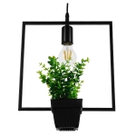 Εικόνα της GloboStar® FLOWERPOT 10001211 Κρεμαστό Φωτιστικό Οροφής Μονόφωτο 1 x E27 Μαύρο Μεταλλικό με Διακοσμητικό Φυτό Φ30 x Y30cm