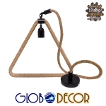 Εικόνα της GloboStar® MALVERN  Industrial Κρεμαστό Φωτιστικό Οροφής Μονόφωτο 1 x E27 Μαύρο Μεταλλικό με Μπεζ Σχοινί Μ37 x Π22 x Υ34cm