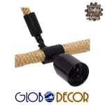 Εικόνα της GloboStar® MALVERN  Industrial Κρεμαστό Φωτιστικό Οροφής Μονόφωτο 1 x E27 Μαύρο Μεταλλικό με Μπεζ Σχοινί Μ37 x Π22 x Υ34cm