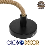 Εικόνα της GloboStar® MALVERN  Industrial Κρεμαστό Φωτιστικό Οροφής Μονόφωτο 1 x E27 Μαύρο Μεταλλικό με Μπεζ Σχοινί Μ37 x Π22 x Υ34cm