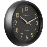 Εικόνα της Lascelles - Ρολόι Τοίχου Retro Matt Black/Gold Numbers 30cm